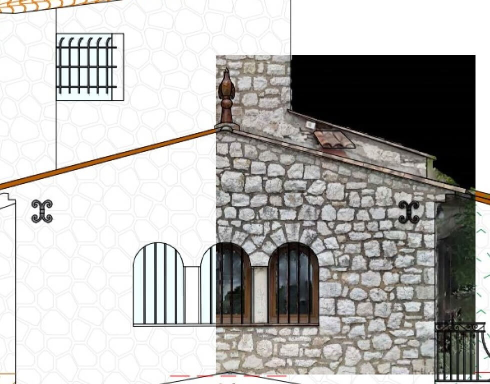 Comparaison entre une orthoimage et un plan de façade.