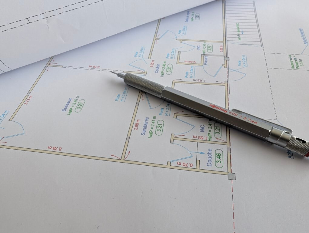 Plan des intérieurs en cours de réalisation.