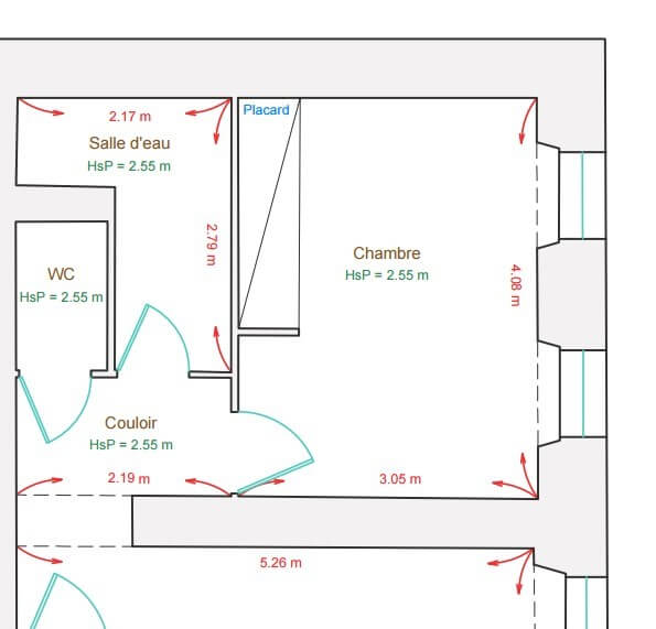 Extrait d'un plan des intérieurs.
